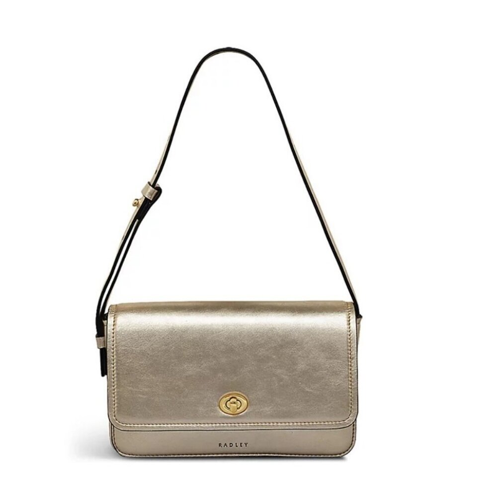 RADLEY London Magpie Lane metallic leather small shoulder bag + Dust bag GOLD